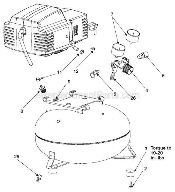 Page A Diagram and Parts List for Type 2 Porter Cable Compressor
